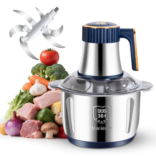 Elektrischer Multi-Zerkleinerer, 500W Universalzerkleinerer Edelstahl mit 5 Geschwindigkeiten Einstellbar & 5l Kapazität, große Pulstaste,mit Drehbare 6-seitige Stahlklinge von Piashow