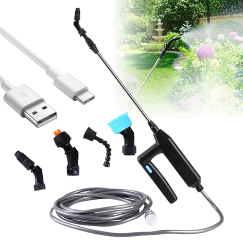 Akku Drucksprüher, Drucksprüher Elektrisch -Unkrautspritze mit 3Sprühgeschwindigkeiten, Gartensprüher mit 4 Verstellbaren Düsen und Teleskop-Sprühpistole, Zur Pflanzenbewässerung und Unkrautbekämpfung von Piashow