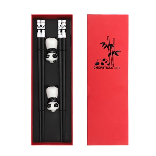 Panda Essstäbchen, 2 Paar Stäbchen zum Essen Panda Sushi Stäbchen, Panda Chinesische Stäbchen mit Geschenkbox (Panda-Stil) von Piashow