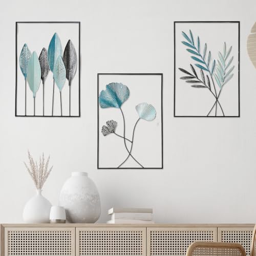 Piashow 3er Set Wanddeko Wohnzimmer Modern, Gold Wanddeko Metall Wandornament Heimdekoration Metallbilder Home Wall Art Dekoration 3D, für Zuhause Büro Schlafzimmer und Küche von Piashow
