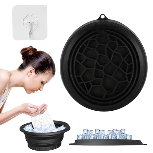 Piashow Face Ice Bath Bowl, Waschschüssel Faltbar mit Eingebauter Eiswürfelschale, Portable Washing Basin für Schwellungen Linderung, Pore Shrinking, Lindern Haut, Für Zuhause & Reise von Piashow