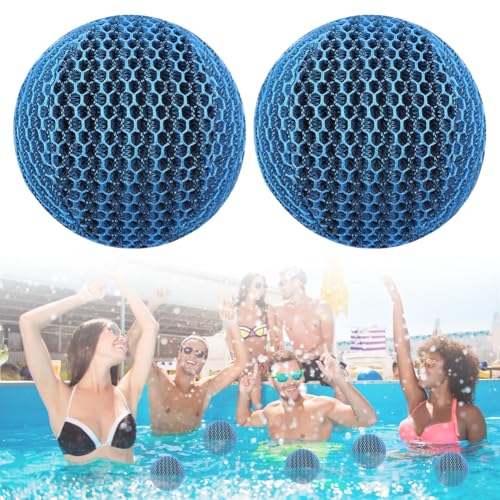 2 Stück Whirlpool Scum Absorber, Wiederverwendbarer Schaum Beseitigende Bälle, Hot Tub Ölabsorbierender, Waschbarer Schaum, für Spa- und Pool, Whirlpool-Zubehör, Pool Zubehör Reinigung(2, Blau) von Piashow