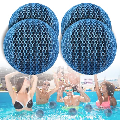 4 Stück Whirlpool Scum Absorber, Wiederverwendbarer Schaum Beseitigende Bälle, Hot Tub Ölabsorbierender, Waschbarer Schaum, für Spa- und Pool, Whirlpool-Zubehör, Pool Zubehör Reinigung(4, Blau) von Piashow