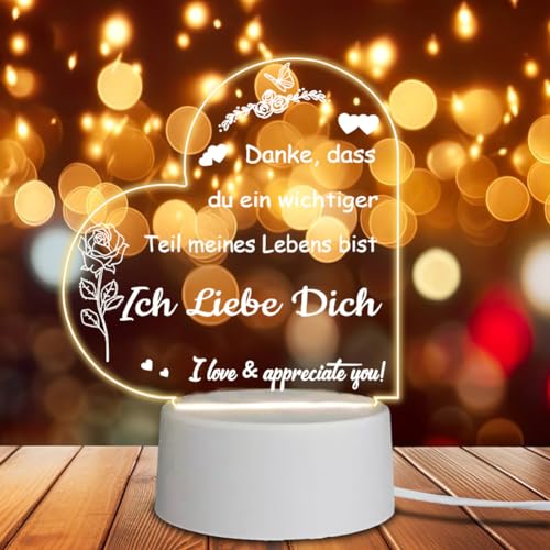 Piashow Ich Liebe Dich Geschenk, Valentinstagsgeschenk 3D-Lampe Geburtstag Geschenke Lampe LED Acryl Nachtlicht mit Geschenkbox, Liebesgeschenk für die Liebe, Frauen, Männer, Ehemann, Ehefrau von Piashow