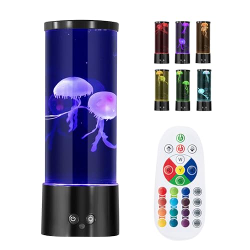 Piashow Quallenlampe, LED Quallen Lampe mit 17 Farben 4 Lichtmodi, Quallen Lavalampe mit Fernsteuerung, Aquarium Quallenlampen für Kinder, für Zuhause Büro Dekoration Stimmungslicht, Schwarz von Piashow