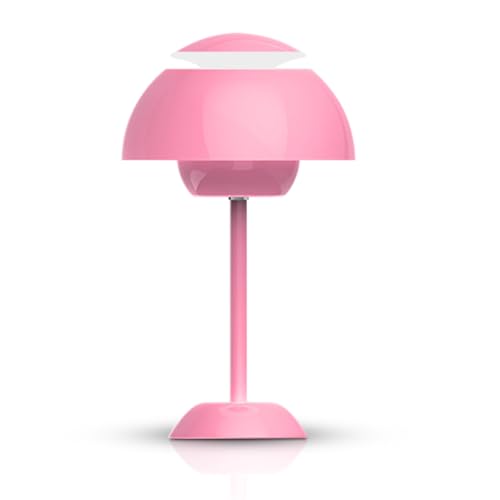 Piashow Schreibtischlampe, LED Tischlampe Dimmbare Tischleuchte 3 Farb Nachttischlampe USB Type-C-Anschluss Eisen-Acryl-Tischlampe für Zimmer Büro (Rosa) von Piashow