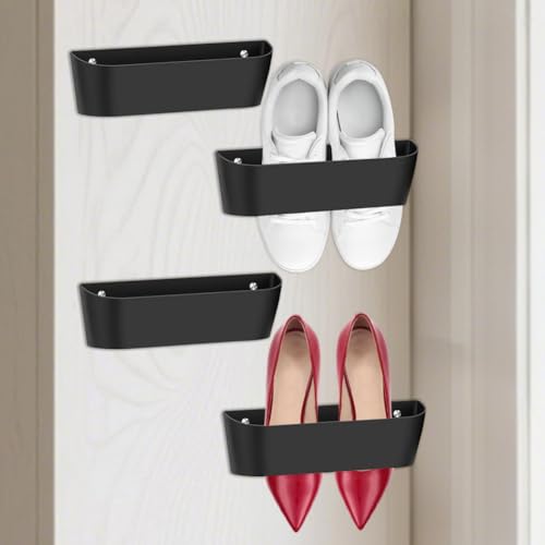 Piashow Schuhhalter Wand Wohnmobil 4er Set – Schuhregal Wandmontage Selbstklebend oder Bohren – Platzsparender Schuhorganizer Camping Tür Schuhaufbewahrung ohne Bohren – Schwarz Kunststoff Piashow Schuhhalter Wand Wohnmobil 4er Set – Schuhregal Wandmontage Selbstklebend oder Bohren – Platzsparender Schuhorganizer Camping Tür Schuhaufbewahrung ohne Bohren – Schwarz Kunststoff von Piashow