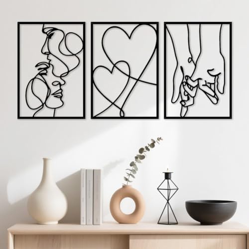 Piashow Wand Deko Schlafzimmer Minimalist, 3 Stück Metall Wanddekoration Wohnzimmer, ästhetisch Modern Wanddekoration für Schlafzimmer, Badezimmer von Piashow