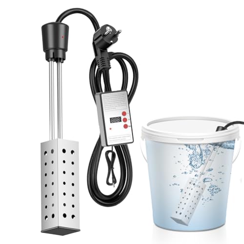 Tauchsieder Wassererhitzer, 2500W Taucherhitzer, Elektrischer Taucherhitzer mit Edelstahlabdeckung und Thermostat, erwärmt Wasser in Minuten von Piashow