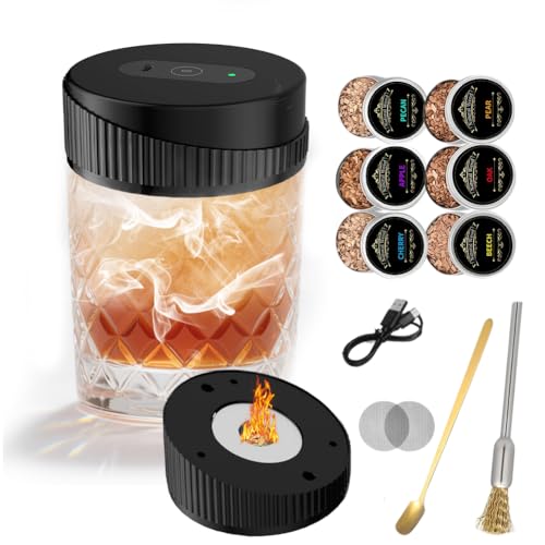 Whisky Smoker Set, Whiskey Smoker Set Elektrisch mit 6 Aromaholzspänen, Für Whiskey, Getränke, Bourbon, Ideales Geschenk für Vater und Freunde, Elektrischer Cocktail Smoker Kit von Piashow