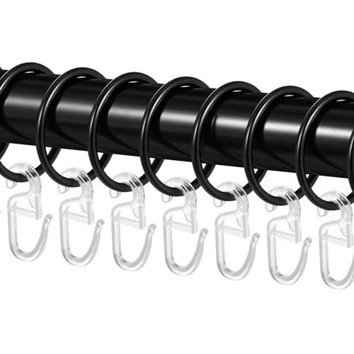 40 Stück Metall Gardinenringe, Schwarz Vorhangringe Duschvorhangringe Curtain Ringe mit 40 Stück Kunststoff Gardinenhaken für Fenster tür Duschvorhänge, 40 mm Innendurchmesser - Schwarz 40 Stück Metall Gardinenringe, Schwarz Vorhangringe Duschvorhangringe Curtain Ringe mit 40 Stück Kunststoff Gardinenhaken für Fenster tür Duschvorhänge, 40 mm Innendurchmesser - Schwarz von Piaxle