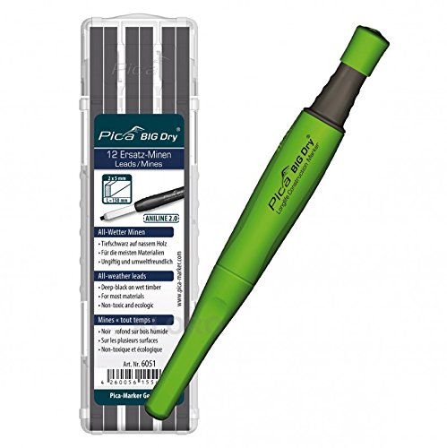 PICA-BIG Dry® 1x Marker + 12 Steinhauer-Ersatzminen 10H Graphit 6055 Beton/Stein von kidsnado