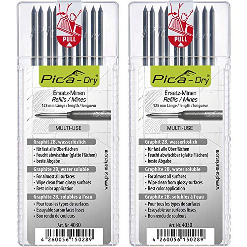 Pica 2x 4030 Dry Ersatzminen 4030 Graphit 2B, 2 Sets von Pica