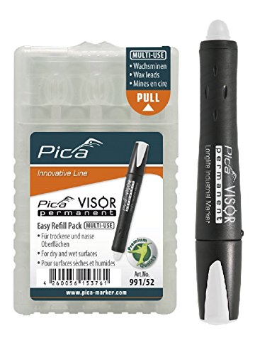 Pica Visor permanent Longlife Industrial Marker Weiß Nr. 990/52 + Pica Visor Permanent Ersatz-Minen Weiß Nr. 991/52 von Pica