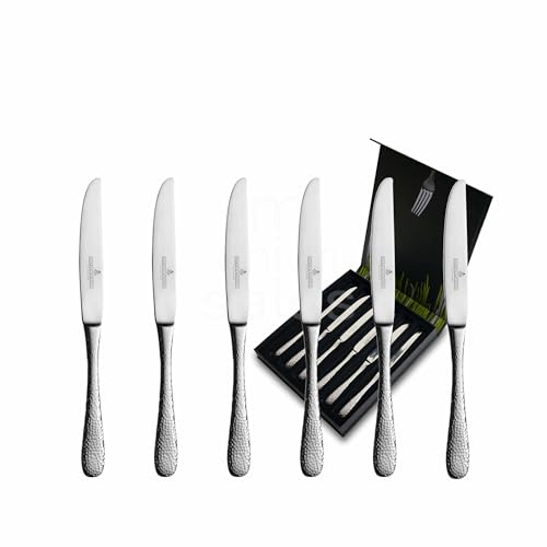 Picard & Wielpütz 6er Geschenkbox mit Brot Buttermessern, Mia 6180, Edelstahl, Hammerschlag-Design, Silber Chrome von Picard & Wielpütz