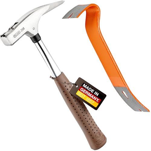 PICARD Latthammer Nr. 298 + Mini BlackGiant® + Sticker | 600 g Kopfgewicht | Glatte Bahn | Magnetischer Nagelhalter | Korrosionsgeschützt | Chrom-Molybdän-Stahlrohrstiel | GS-geprüft | Länge 320 mm von Picard