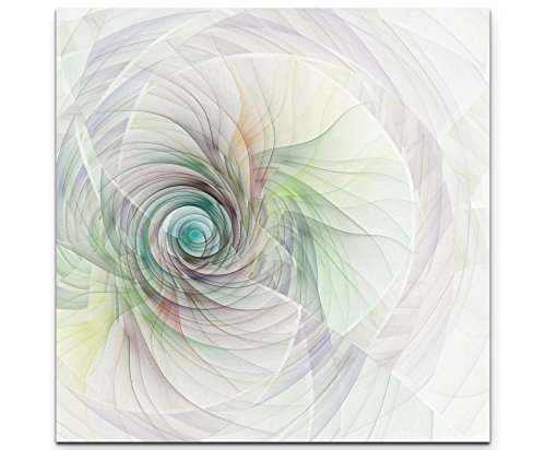 Picarto Leinwandbild quadratisch 90x90cm Abstraktes Bild – Spirale aus feinen bunten Linien von Picarto