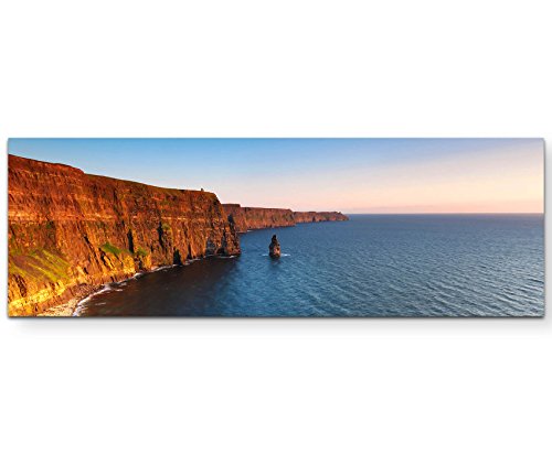 Picarto Panoramabild auf Leinwand in 150x50cm Cliffs of Moher - Sonnenuntergangsstimmung von Picarto