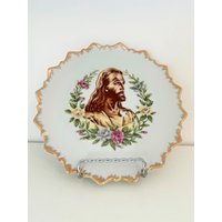 Vintage Jesus Souvenir Teller, Hängeteller von PicassosStudio