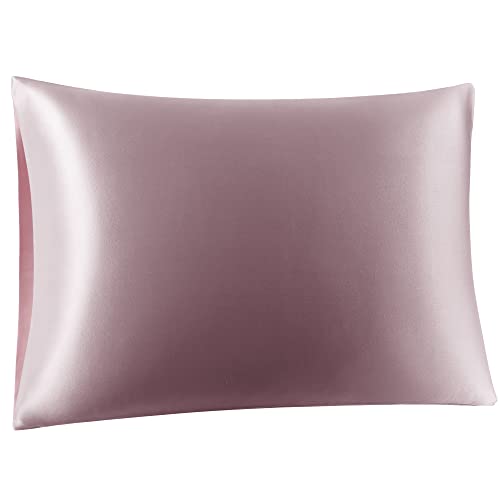 PiccoCasa 22 Momme Seide Kissenbezug Haar- und Hautpflege Kissenhülle Maulbeerseide Kopfkissenbezug mit Hotelverschluss & Geschenkbox, Mauve 40×60cm von PiccoCasa