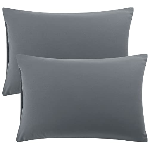 PiccoCasa 2er-Pack Kissenbezug 40x60 Superweicher Kopfkissenbezug Kissenhüllen mit Hotelverschluss aus Mikrofaser Pillowcase, Dunkelgrau von PiccoCasa