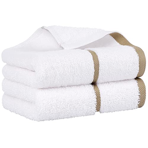 PiccoCasa 2er Set 750 GSM Baumwolle Handtuch 40 x 80cm Übergröße luxuriöse Hochsaugfähige House Hotel Spa Weiß, Champagner von PiccoCasa