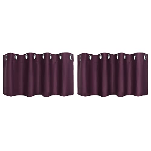 PiccoCasa 2er Set Gardine für Küche Polyester Scheibengardine Kurzgardine Blickdicht Kleine Gardine Burgund 46H x 132B cm von PiccoCasa