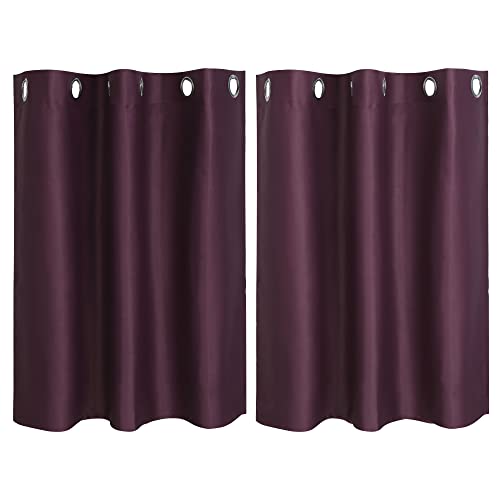 PiccoCasa 2er Set Gardine für Küche Polyester Scheibengardine Kurzgardine Blickdicht Kleine Gardine Burgund 90H x 107B cm von PiccoCasa