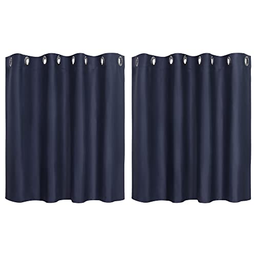 PiccoCasa 2er Set Gardine für Küche Polyester Scheibengardine Kurzgardine Blickdicht Kleine Gardine Navy Blau 90H x 132B cm PiccoCasa 2er Set Gardine für Küche Polyester Scheibengardine Kurzgardine Blickdicht Kleine Gardine Navy Blau 90H x 132B cm von PiccoCasa