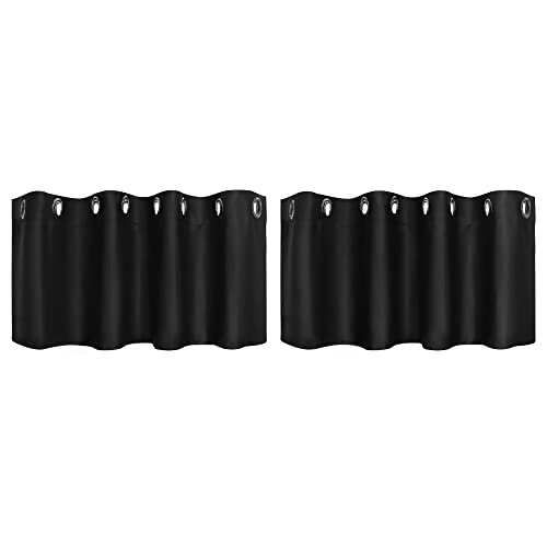 PiccoCasa 2er Set Gardine für Küche Polyester Scheibengardine Kurzgardine Blickdicht Kleine Gardine Schwarz 46H x 132B cm PiccoCasa 2er Set Gardine für Küche Polyester Scheibengardine Kurzgardine Blickdicht Kleine Gardine Schwarz 46H x 132B cm von PiccoCasa
