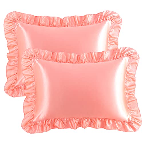 PiccoCasa 2er Set Kissenbezug Satin Kissenbezüge mit Romantischen Rüschen Kopfkissenbezug Uni Glatt Glänzend Kissenhülle mit Hotelverschluss Rosa 40×60cm PiccoCasa 2er Set Kissenbezug Satin Kissenbezüge mit Romantischen Rüschen Kopfkissenbezug Uni Glatt Glänzend Kissenhülle mit Hotelverschluss Rosa 40×60cm von PiccoCasa