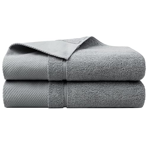 PiccoCasa Badetücher Set 70x140 cm, 100% gekämmte Baumwolle 600GSM Badetücher extra groß und weich, hoch saugfähig Handtücher für Badezimmer - Grau Handtuch 2er Set von PiccoCasa