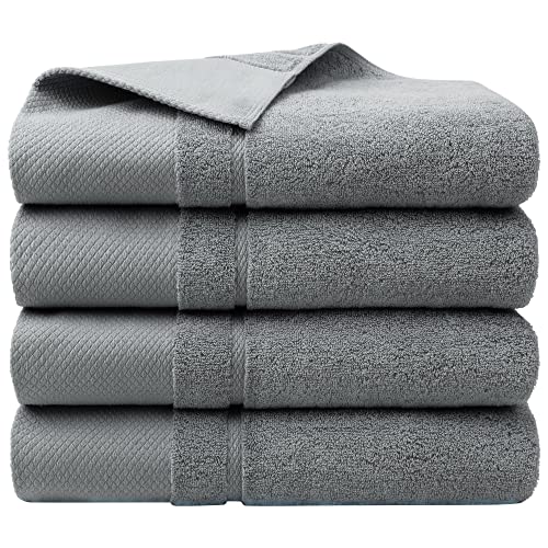 PiccoCasa Badetücher Set 70x140 cm, 100% gekämmte Baumwolle 600GSM Badetücher extra groß und weich, hoch saugfähig Handtücher für Badezimmer - Grau Handtuch 4er Set von PiccoCasa