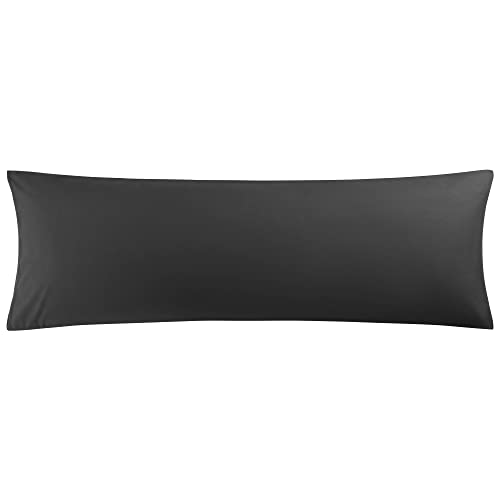 PiccoCasa Kissenbezug 50x150cm Kissenbezüge Kopfkissenbezug lang mit Hotelverschluss aus Mikrofaser Seitenschläferkissen Bezug Body Pillow Cover Schwarz von PiccoCasa