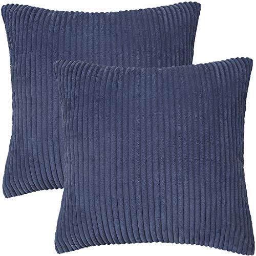 PiccoCasa Kissenbezug deko 2er Dekokissenbezug Samt Kissenhülle Zierkissenbezug Dekorative Kissenbezüge für Sofakissen Dekokissen Couchkissen Marineblau 45x45cm von PiccoCasa