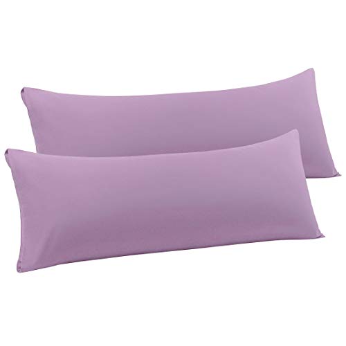 PiccoCasa Kissenbezug langes Kissen 2er Kopfkissenbezug lang mit Hotelverschluss aus Mikrofaser Serie 1800 für Körperkissen Schlafkissen Violett 50x150cm von PiccoCasa