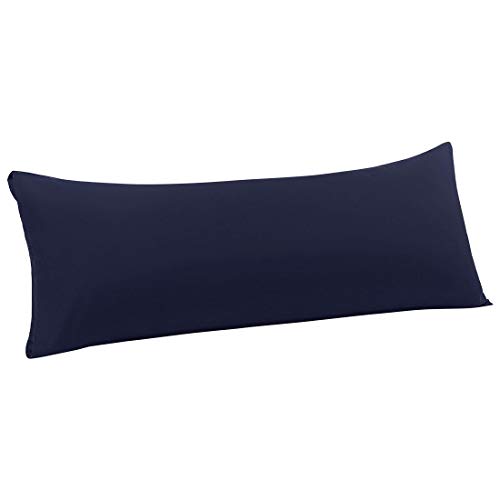 PiccoCasa Kissenbezug langes Kissen Kopfkissenbezug lang mit Hotelverschluss aus Mikrofaser Serie 1800 für Körperkissen Schlafkissen Marineblau 50x150cm von PiccoCasa