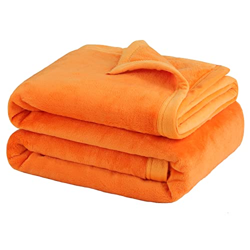 PiccoCasa Kuscheldecke Tagesdecke Fleecedecke mit Rand Microfaser Decke Weiche Warme Leichte Decke 330GSM für Bett Sofa usw. Orange 130x150cm von PiccoCasa