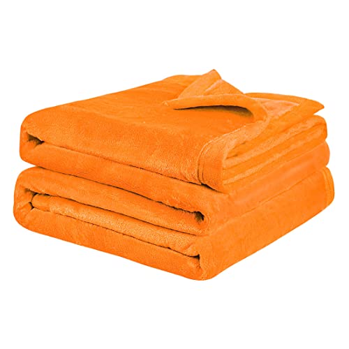 PiccoCasa Kuscheldecke Tagesdecke Fleecedecke mit Rand Microfaser Decke Weiche Warme Leichte Decke 330GSM für Bett Sofa usw. Orange 200x230cm von PiccoCasa