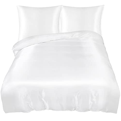 PiccoCasa Satin Bettwäsche 155x200cm Weiß 3tlg Uni Glatt Luxus Seide Bettbezug mit Reißverschluss und Kissenbezug 80x80cm kuschelig weich Bettwäsche-Sets PiccoCasa Satin Bettwäsche 155x200cm Weiß 3tlg Uni Glatt Luxus Seide Bettbezug mit Reißverschluss und Kissenbezug 80x80cm kuschelig weich Bettwäsche-Sets von PiccoCasa