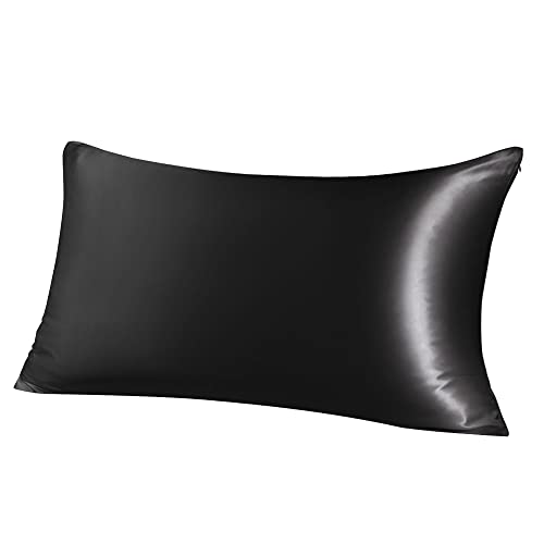 PiccoCasa Seidenkissenbezug 19 Momme Seide Kissenbezug mit Reißverschluss Kissenhülle mit Geschenkbox Haar- und Hautpflege atmungsaktiv Schwarz 40x80cm PiccoCasa Seidenkissenbezug 19 Momme Seide Kissenbezug mit Reißverschluss Kissenhülle mit Geschenkbox Haar- und Hautpflege atmungsaktiv Schwarz 40x80cm von PiccoCasa