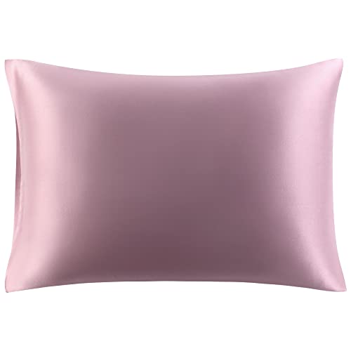 PiccoCasa Seidenkissenbezug 25 Momme 100% Seide Kissenbezug für Haar und Haut mit Hotelverschluss Weich und Glatt Kopfkissenbezug Kissenhülle, 1 Stück Mauve 40×60cm von PiccoCasa