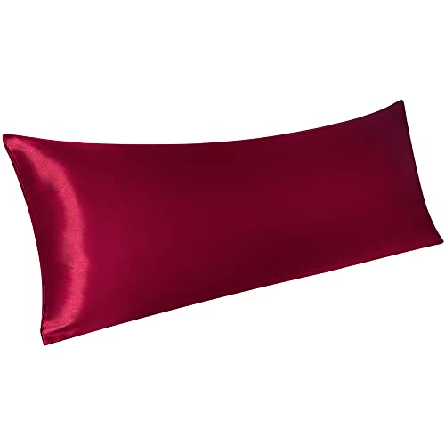PiccoCasa Seitenschlaferkissenbezug Satin Bezug seitenschläferkissen mit Hotelverschluss für langes Kissen Kissenebzug Rot 50x120cm von PiccoCasa
