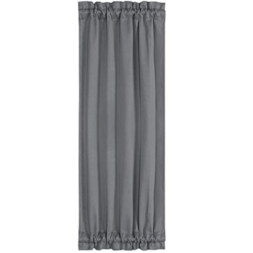 PiccoCasa Verdunkelungsvorhang für französische Türen, blickdicht, solider Vorhang mit Raffhaltern, 1 Panel, grau, 25 x 72 cm von PiccoCasa