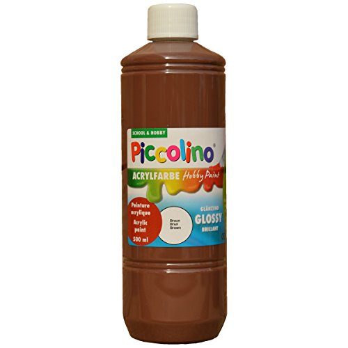 Glänzende Acrylfarbe Piccolino Hobby Paint, Braun 500ml Flasche von Piccolino