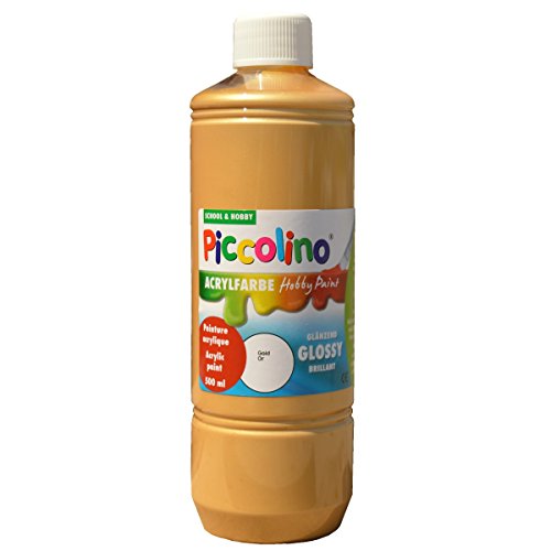 Glänzende Acrylfarbe Piccolino Hobby Paint, Gold 500ml Flasche von Piccolino