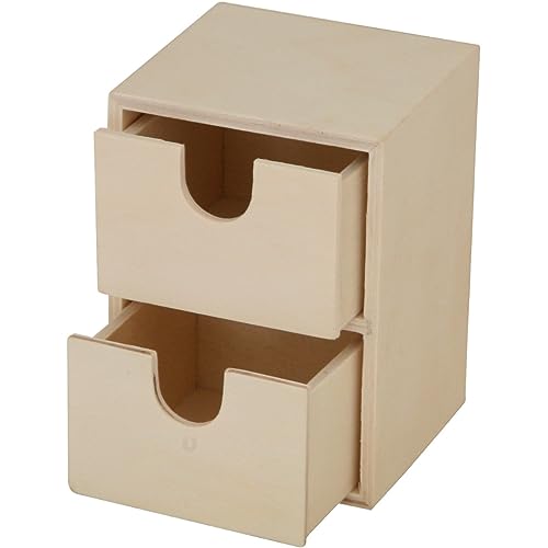 Holz Kommödchen/Schubladenbox, 2 Schubladen, zum Bemalen & Selbergestalten 8x7x11cm von Piccolino