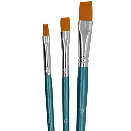 PICCOLINO Pinsel-Set - 3-teiliges Flachpinsel-Set aus Nylonhaar zum Malen, 3 Künstlerpinsel für Aquarell, Acryl und Ölgemälde von Piccolino