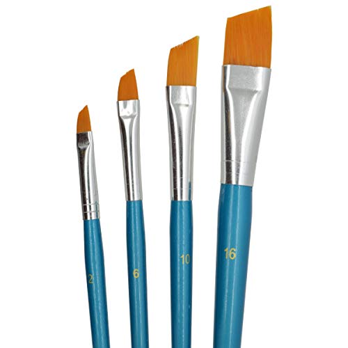 PICCOLINO Pinsel-Set - 4-teiliges Schrägpinsel-Set aus Nylonhaar zum Malen, Pinsel mit schrägen Borsten/Kanten, Künstlerpinsel für Aquarell, Acryl und Ölgemälde von Piccolino
