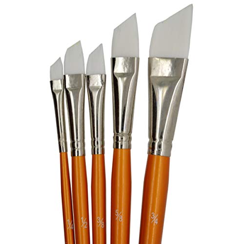 PICCOLINO Pinsel-Set - 5-teiliges Schrägpinsel-Set aus Nylonhaar zum Malen, Pinsel mit schrägen Borsten/Kanten, Künstlerpinsel für Aquarell, Acryl und Ölgemälde von Piccolino